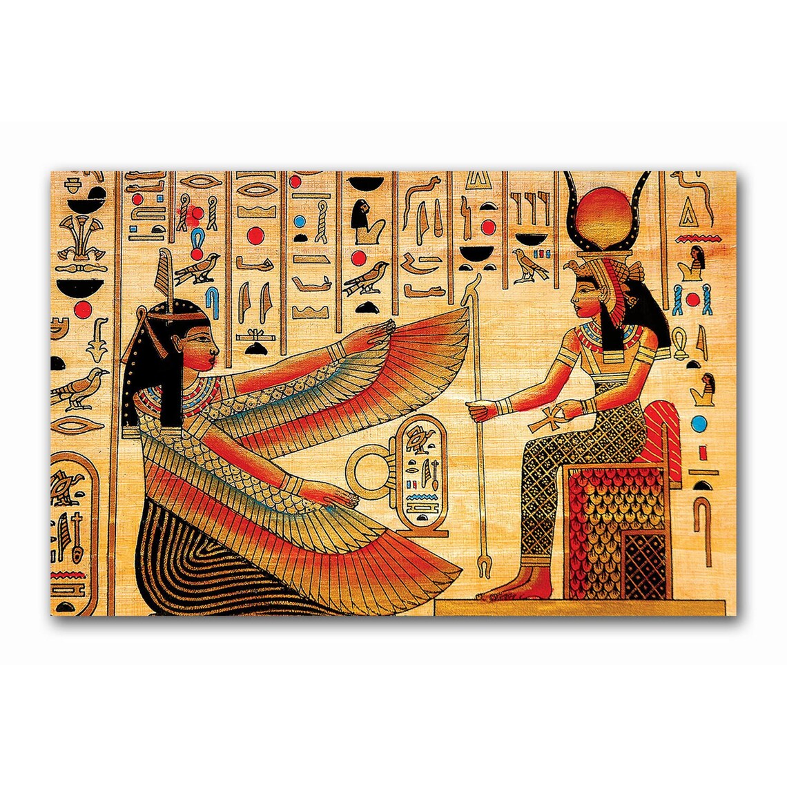 Ancient Egyptian Queen Painting Papyrus Wall Art Decor Modern Etsy