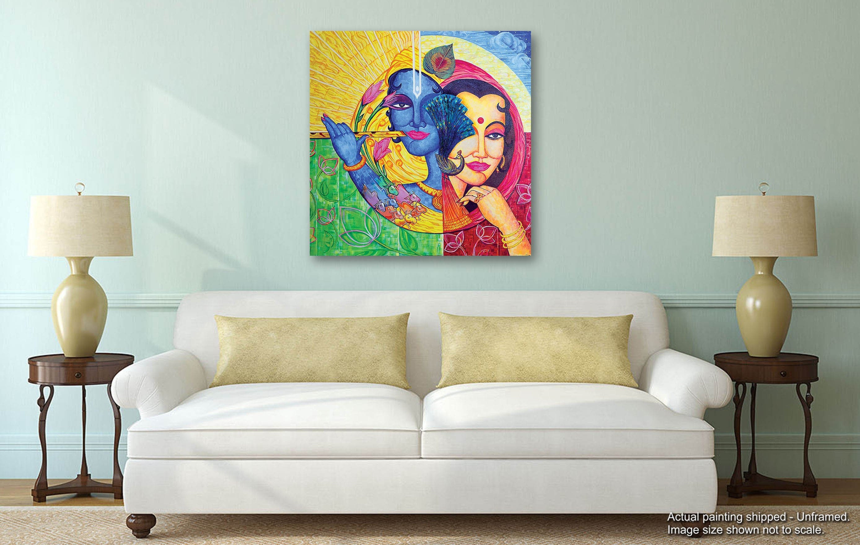Shri Krishna painting Radha Krishna Wall Art Radha Krishna Etsy