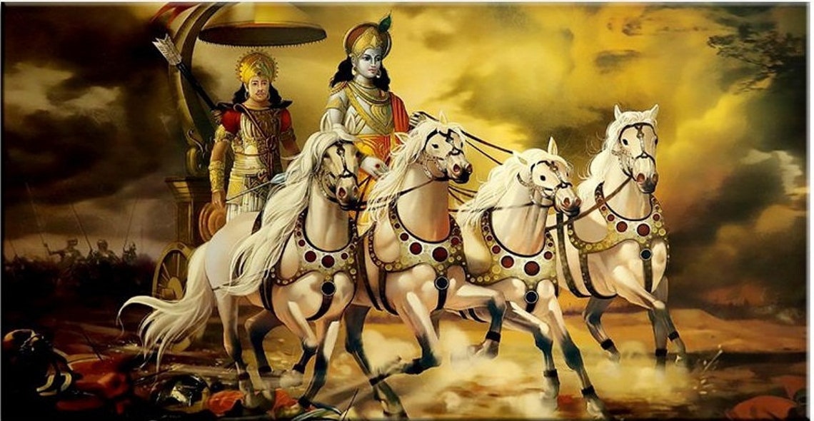 Mahabharat Geeta Updesh Shri Krishna and Arjun Rolled Krishana - Etsy