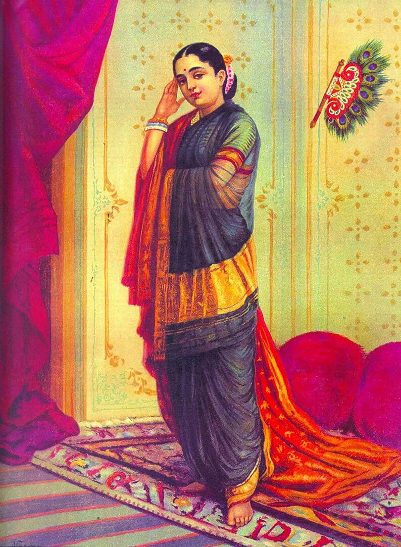 Vasantasena by Raja Ravi Varma Rolled Canvas Painting Etsy