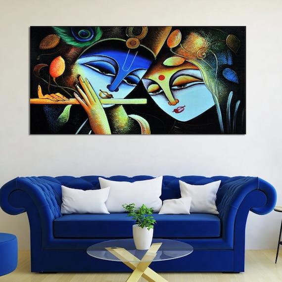 Radha Krishna Painting Radha Krishna Wall Art Krishna Radha Etsy