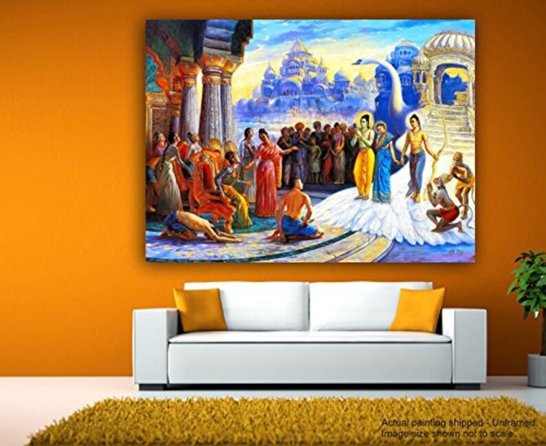 Lord Ram & Sita Return to Ayodhya Indian Art Rolled Ram Art | Etsy