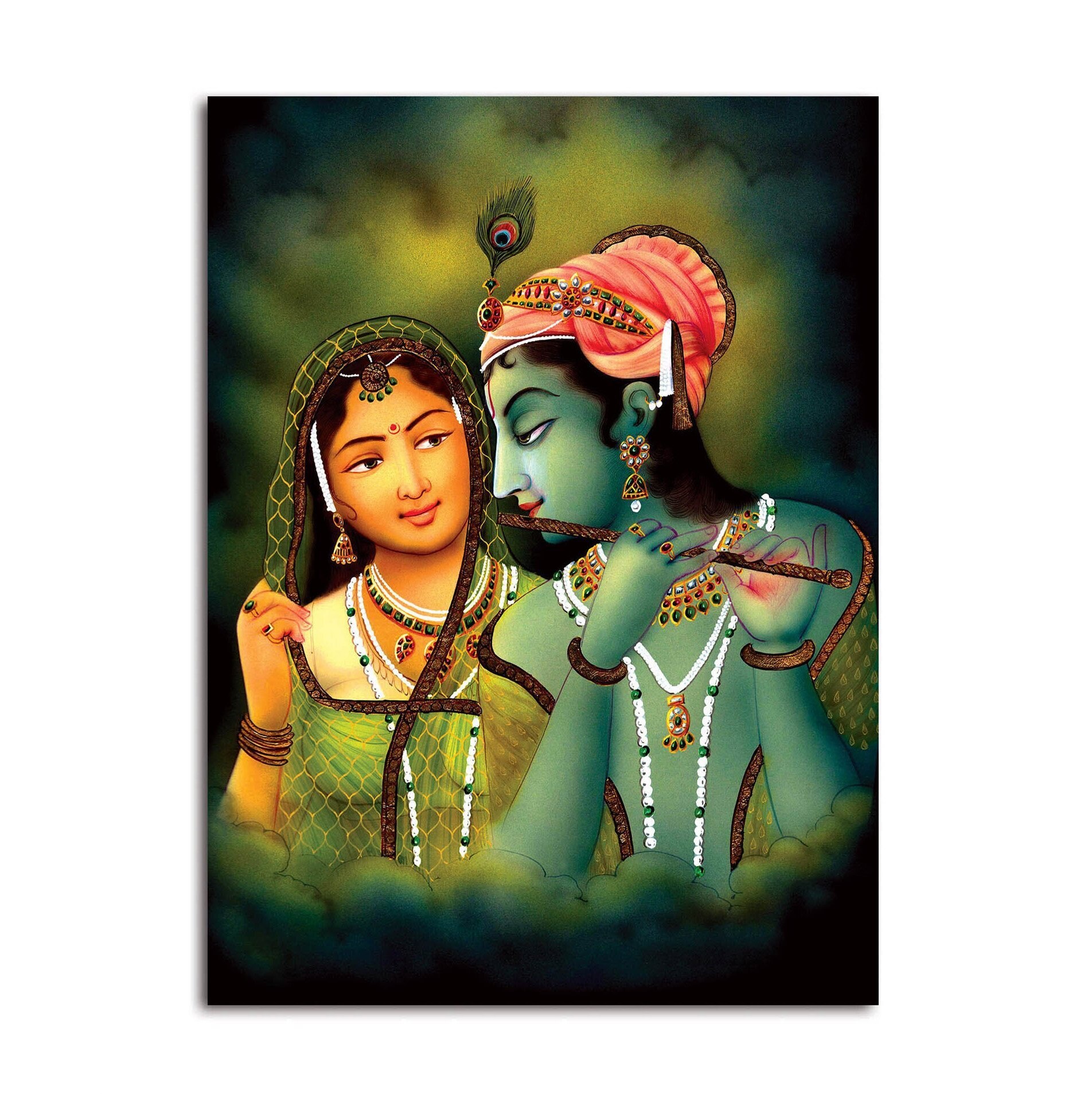 Shri Krishna and Radha Art Radha Krishna Rajasthani Paintings Etsy