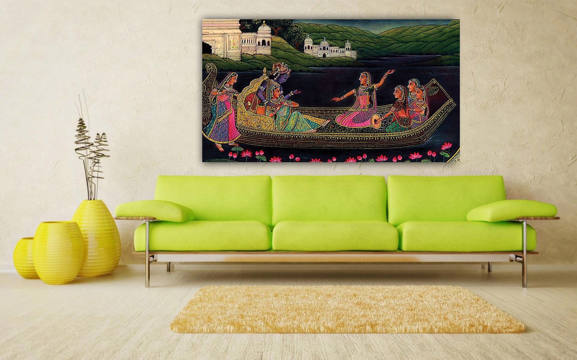 Krishna With Gopies Painting Radha Krishna Wall Art Radha Etsy