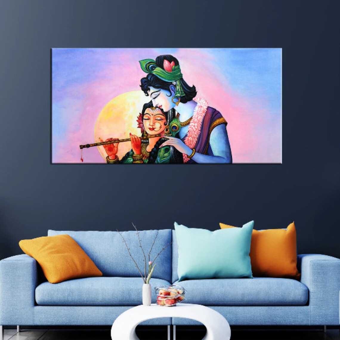 Radha Krishna Painting Radha Krishna Wall Art Krishna Radha Etsy