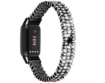Fitbit Luxe, Fitbit Inspire 3/2/HR Bands, Replacement Jewelry Stainless Steel Bracelet Replacement Bezel Accessories Watch Band