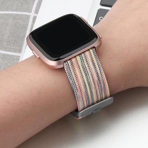 Fitbit Sense / Versa 1/2/3 Lite Band, Canvas Stoff gewebt Ersatz atmungsaktiv Zubehör Armband Armband für Damen Herren