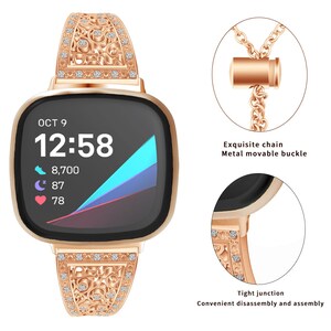 Fitbit Versa/2/3/4 and Fitbit Sense/2 Band, Stainless Steel Bracelet Fitness Watch Wristband Women Man image 4