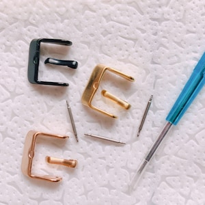Buckles for Fitbit Luxe, Stainless Steel Buckles 3 Pack in Gold, Black, Rose Gold with Tool