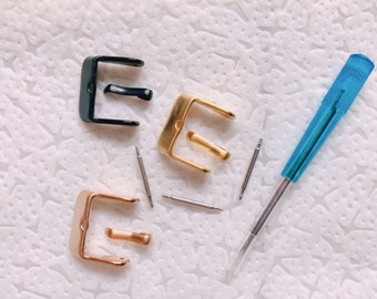 Buckles for Fitbit Luxe Band, Stainless Steel Buckles 3 Pack in Gold, Black, Rose Gold with Tool