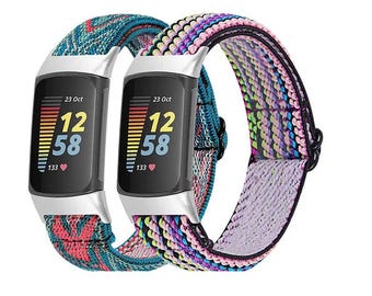 Correas personalizadas para Fitbit Charge 6, 5, 4, 3, 2, SE, correas de repuesto elásticas de nailon transpirables para mujeres y hombres.