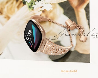 Fitbit Versa/2/3/4 and Fitbit Sense/2 Band, Stainless Steel Bracelet Fitness Watch Wristband Women Man