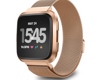 Fitbit Versa 4/3/2/1 Lite & Sense / 2 Bands, Milanese Loop Edelstahl Mesh Magnetarmband Personalisierte Custom Gravieren Uhrenarmband