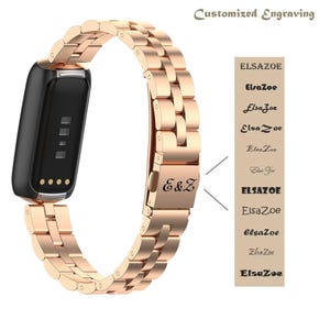 Individuelle Gravur Fitbit Inspire 3/2/1 / HR, Fitbit Luxe Band, Edelstahl Armband Personalisierte Gravur Ersatz Uhrenarmbänder