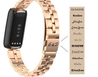 Individuelle Gravur Fitbit Inspire 3/2/1 / HR, Fitbit Luxe Band, Edelstahl Armband Personalisierte Gravur Ersatz Uhrenarmbänder