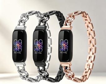 Custom Fitbit Luxe, Fitbit Inspire 3/2/1/HR Bands Jewelry Replacement Stainless Steel Bracelet Bezel Accessories Watch Bands