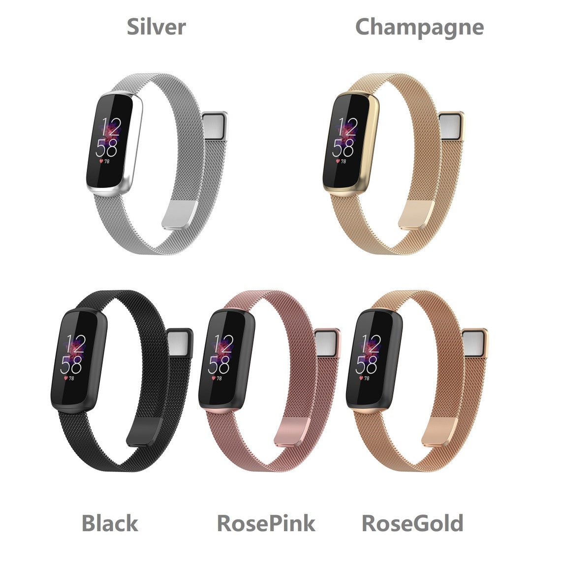 Fitbit Luxe Bands Adjustable Milanese Mesh Band Stainless Etsy