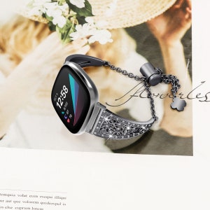 Fitbit Versa/2/3/4 and Fitbit Sense/2 Band, Stainless Steel Bracelet Fitness Watch Wristband Women Man image 9