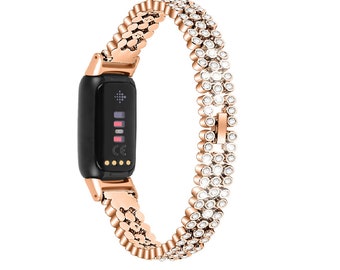 Fitbit Luxe,Fitbit Inspire 3/2/1/HR Bands Replacement Jewelry Stainless Steel Bracelet Replacement Bezel Accessories Watch Band
