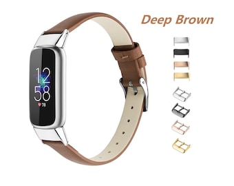 Customize Fitbit Luxe, Fitbit Inspire 3/2/1/HR Bands Replacement Adjustable Genuine Leather Wristband Strap Large Small Women Man