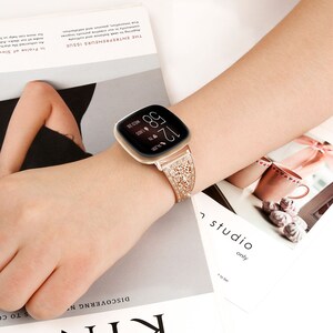 Fitbit Versa/2/3/4 and Fitbit Sense/2 Band, Stainless Steel Bracelet Fitness Watch Wristband Women Man image 5