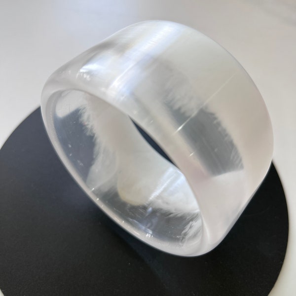 White and Clear Resin Bangle - Handcrafted Statement Piece