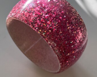 Large Light Pink Glitter Resin Bangle