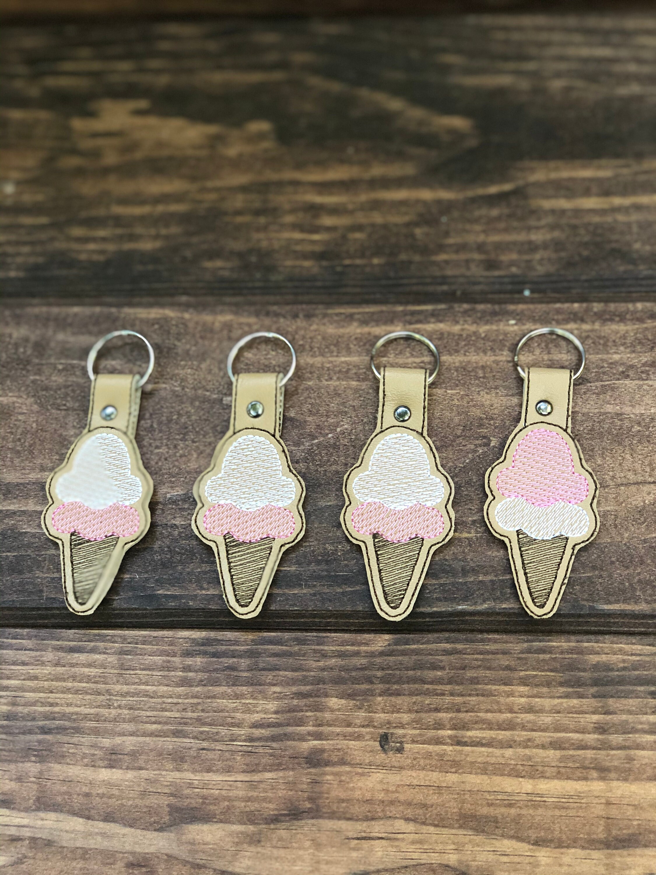 Ice Cream Cone Keychain/ Embroidered Keychain/ Vinyl Keychain/ Etsy