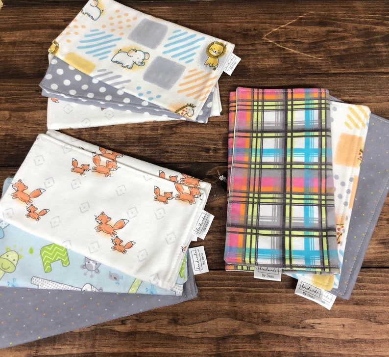 Set Of 3 Flannel Baby Burp Cloths