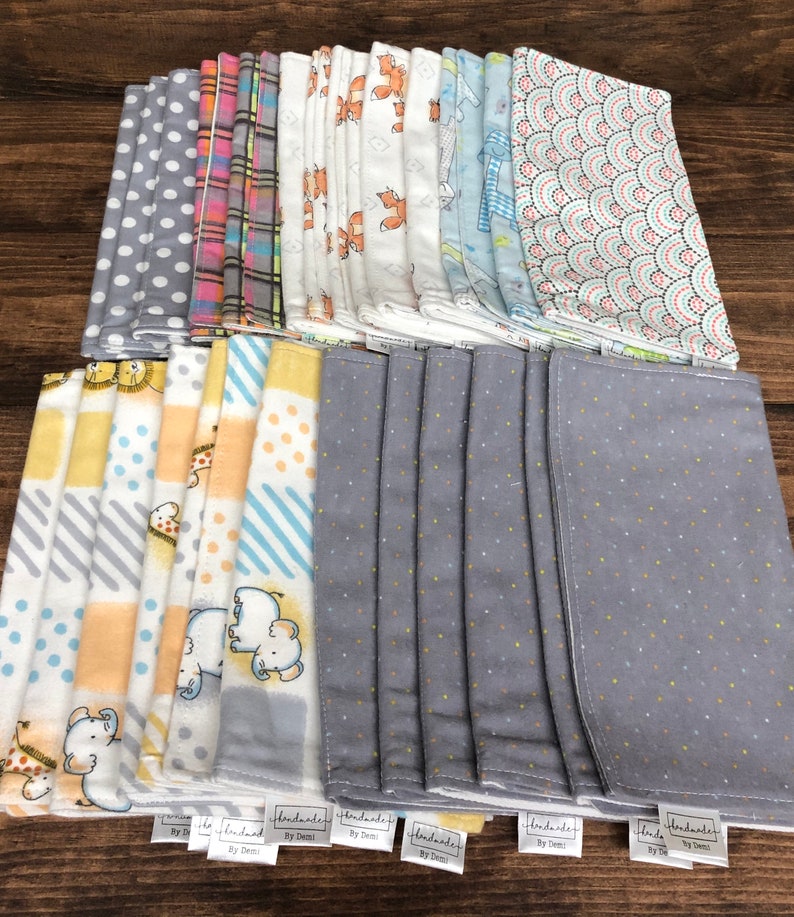Set Of 3 Flannel Baby Burp Cloths