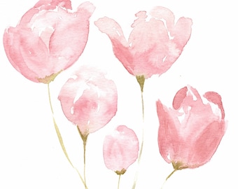 Instant Download, Tulip, Watercolour, Watercolor, Art, Spring, Pink, Art, Kitchen Decor, Printable, Painting