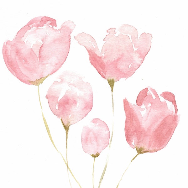 Tulip watercolour watercolor flower instant download peach pink digital art