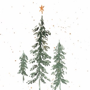 Téléchargement immédiat, aquarelle, sapins de Noël, aquarelle, sapin, feuilles persistantes, hiver, carte de correspondance, imprimable