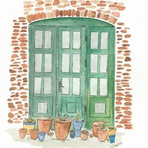 Instant Download, Watercolor, Door, Home Decor, Printable Art, Notting Hill, London, England, Plants, Watercolour, Garden