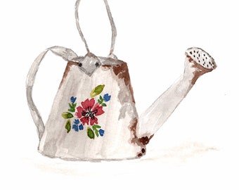 Descarga instantánea, Regadera, Acuarela, Flor, Acuarela, Imprimible, Arte, Arte para el vestíbulo, Jardín
