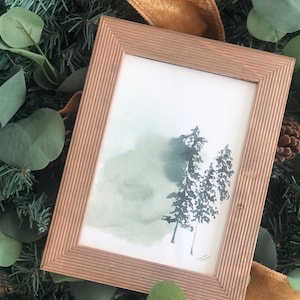 Téléchargement immédiat, aquarelle, hiver, arbres, Noël, aquarelle, pins, feuilles persistantes, imprimable, cartes de correspondance