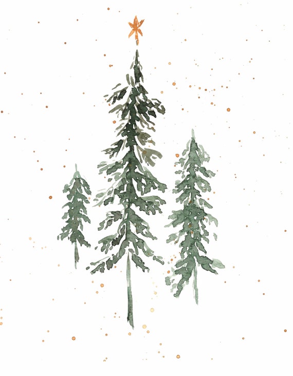Digital Download, Watercolour, Pine Trees, Watercolor, Fir Tree.