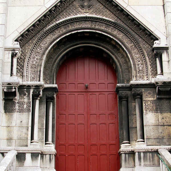 Digital Download, Paris, France, Europe, French, Red Door, Church, Sacre Couer, Architecture, Travel, Photography