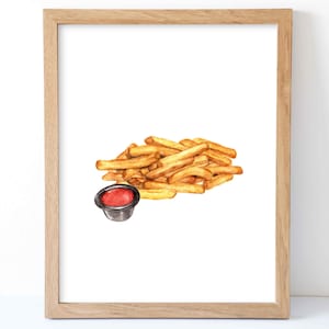 Watercolor French Fries Print, French Fries Wall Decor, Food Art, Food Illustration, Kitchen Wall Decor