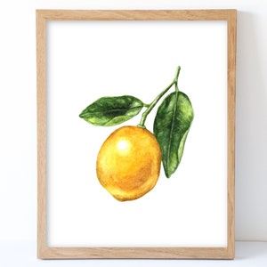 Watercolor Lemon Print, Lemon Wall Decor, Food Art, Food Illustration, Kitchen Wall Decor