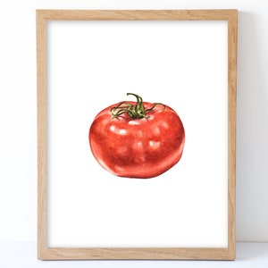 Watercolor Tomato Print, Tomato Wall Decor, Food Art, Food Illustration, Kitchen Wall Decor