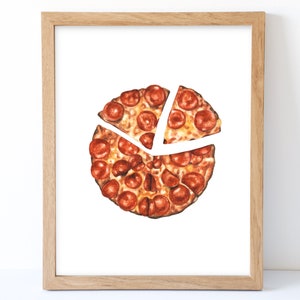 Watercolor Pizza Print, Pizza Wall Decor, Food Art, Food Illustration, Kitchen Wall Decor