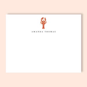 Lobster Personalized Stationery, Custom Notecards, Personalized Notecards, Notecards with Envelopes, Custom Gift, Monogrammed Stationery