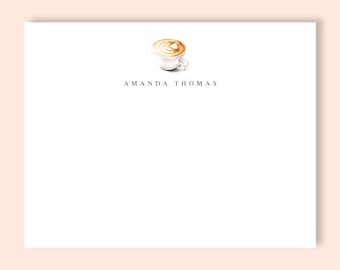Personalized Espresso Notecards, Custom Stationery with Envelopes, Coffee Lover Gift