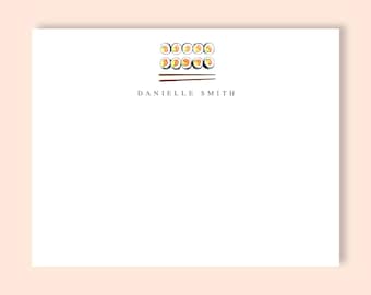 Sushi Personalized Stationery, Custom Notecards, Personalized Notecards, Notecards with Envelopes, Recipe Card, Monogrammed Stationery