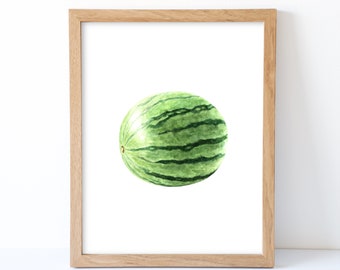 Watercolor Watermelon Print, Watermelon Wall Decor, Food Art, Food Illustration, Kitchen Wall Decor