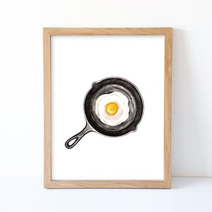 Watercolor Breakfast Eggs Print, Breakfast Wall Decor, Food Art, Food Illustration, Kitchen Wall Decor
