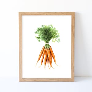 Watercolor Carrots Print, Carrots Wall Decor, Food Art, Food Illustration, Kitchen Wall Decor image 1