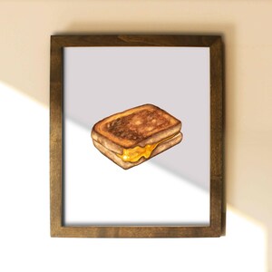 Watercolor Grilled Cheese Sandwich Print, Kitchen Wall Decor, Food Art