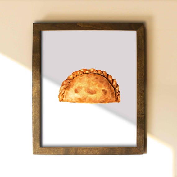 Watercolor Empanada Print, Kitchen Food Art, Original Artwork